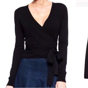 Zara Black Ribbed Wrap Tie Top